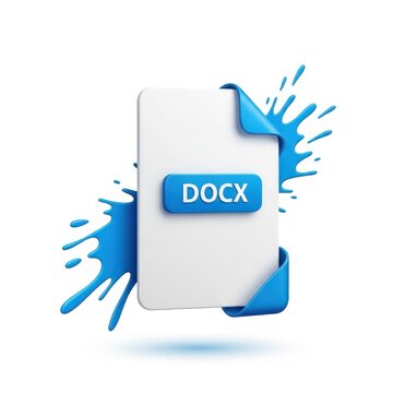 DOCX file icon, blue splash, document symbol, office software