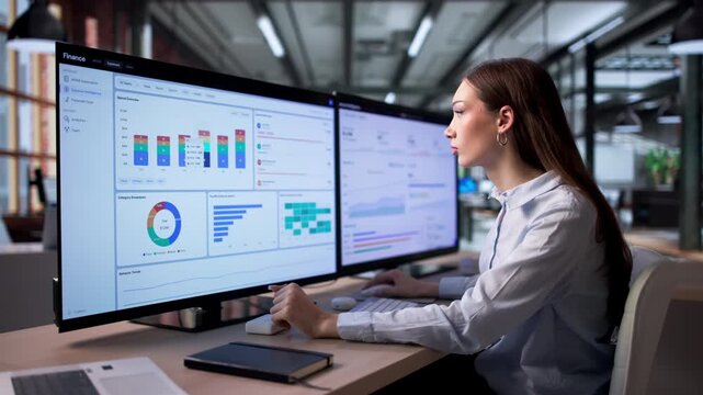 Finance Manager Analyzing Corporate Cashflow Using Cloud Software