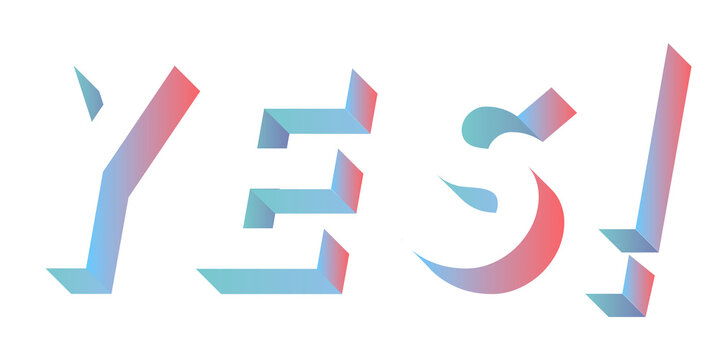 Isometric word Yes typography design element