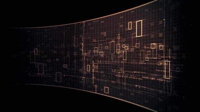 Futuristic screen display matrix, hi-tech digital data telemetry with encrypted numbers, display dynamic background for computer desktop screen display format