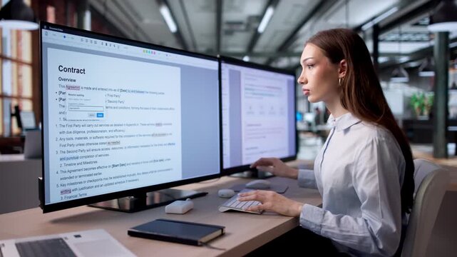 Person Is Editing A Text Document To Correct Sentences
