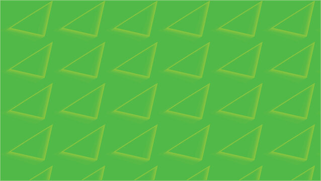 Abstract bright green background with diagonal repeating yellow outlined triangles geometric symmetry seamless vector pattern illustration