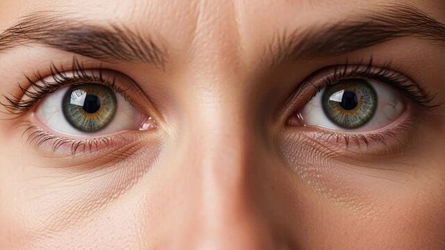 Close-up of a Womans Eyes with Natural Makeup and Expression.