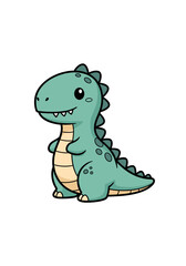 Fototapeta premium Cute cartoon dinosaur illustration on a white background, adorable design.