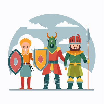 Fantasy Warriors with Shields and Spear