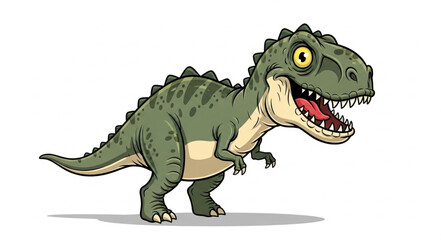 Green Tyrannosaurus Rex Dinosaur Cartoon Illustration. © Michele