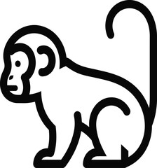 Stylized line drawing of a monkey with animal icon flat design outline illustration wild animal cute animal illustration minimalist © REDWAN