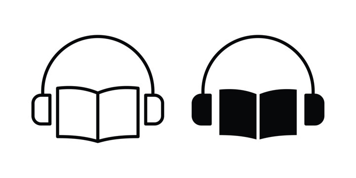 Audio book icon. Doodle Icon in Minimal Line Art Style