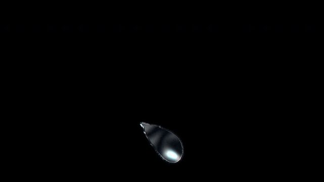 Silver metallic brush-stroke Japanese symbol "読点". Alpha channel. Seamless loop video