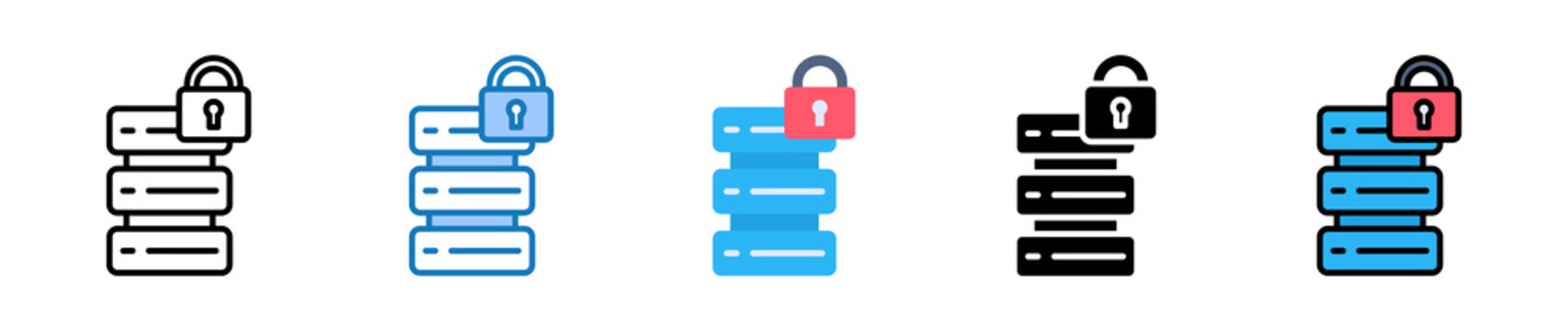 Data Security multiple style icons set design vector illustration. 