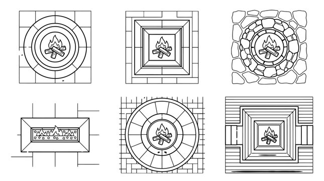 Outline Top View Set of minimalist glowing geometric frames and user interface layout elements