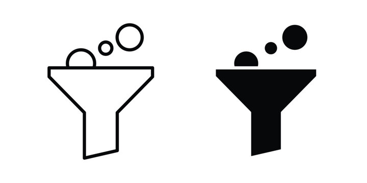 Filter funnel process icon. Doodle Icon in Minimal Line Art Style