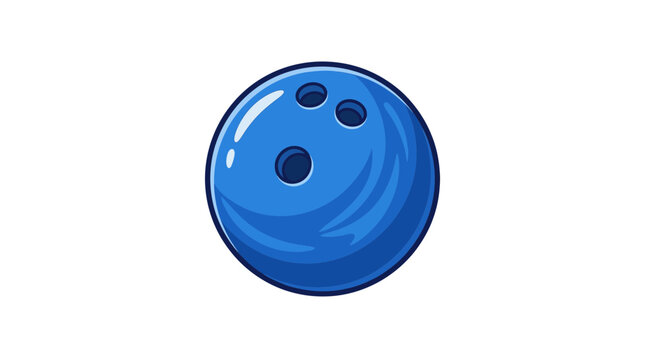 Blue bowling ball with three finger holes on a white background