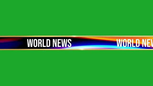 Looping world News Lower Third with Gold Border on Green Screen