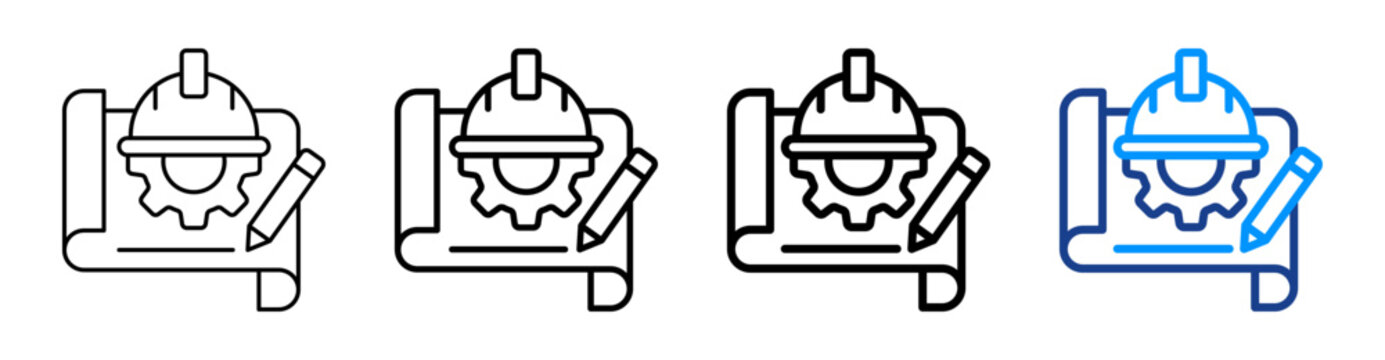 Engineering Design Icon Different Style Outline Collection Set