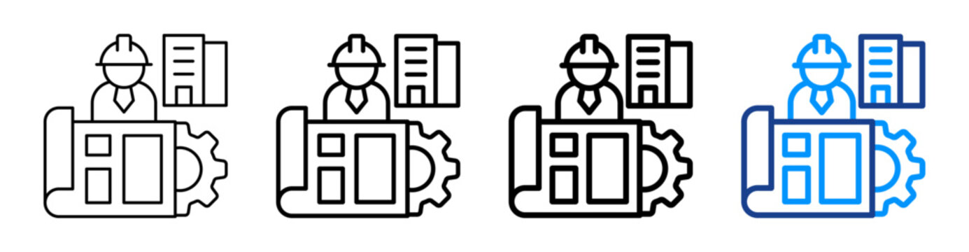 Civil Engineering Icon Different Style Outline Collection Set