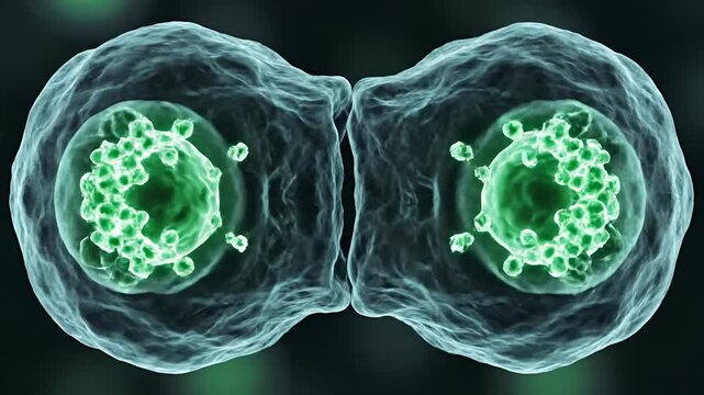 Microscopic View of Cell Division and Replication Process.
