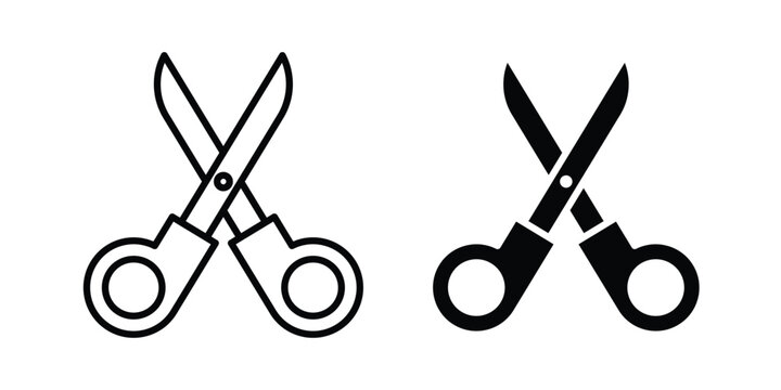 Scissors icon. Doodle Icon in Minimal Line Art Style