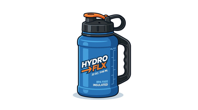 Blue Hydro FLX Water Bottle with Orange Cap and Handle