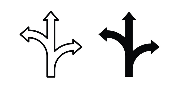 Three way icon. Doodle Icon in Minimal Line Art Style