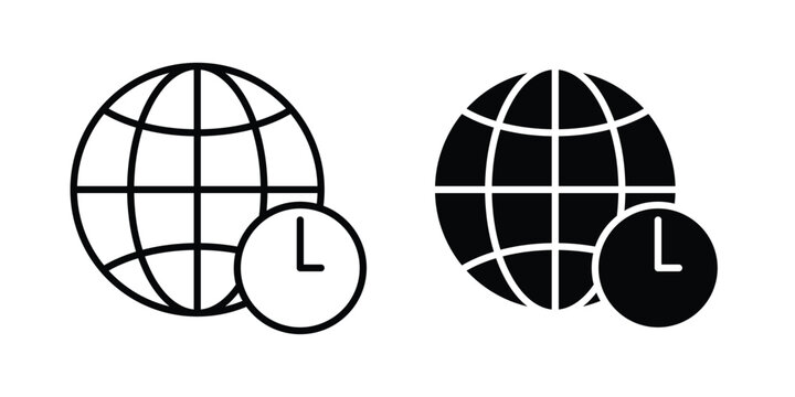 Time zones icon. Doodle Icon in Minimal Line Art Style