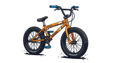 Fototapeta premium Orange BMX bike with fat tires on white background