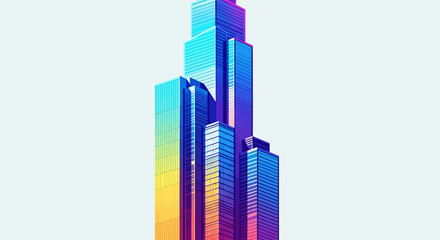 Fototapeta premium Colorful Skyscrapers Cityscape Modern Architecture.