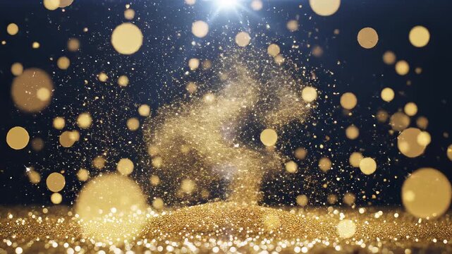 Golden glitter particles in motion symbolizing the limitless potential of digital design