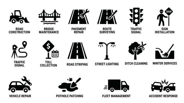 Black and white flow direction arrows and symbols for fluid dynamics