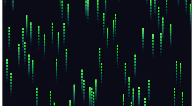 Digital data rain background: green abstract matrix code motion animation