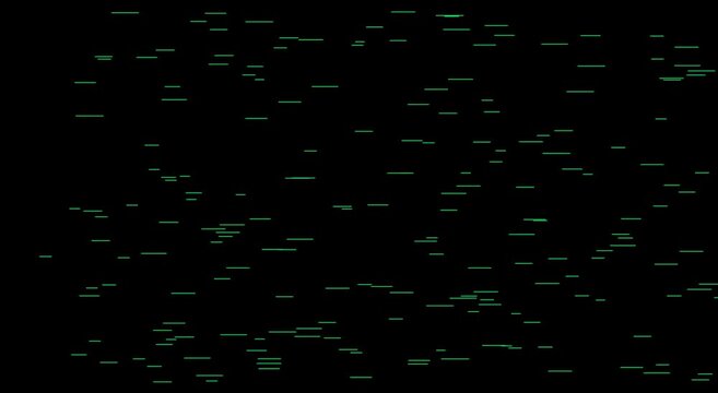 Digital data stream abstract animation background, with moving green, matrix lines