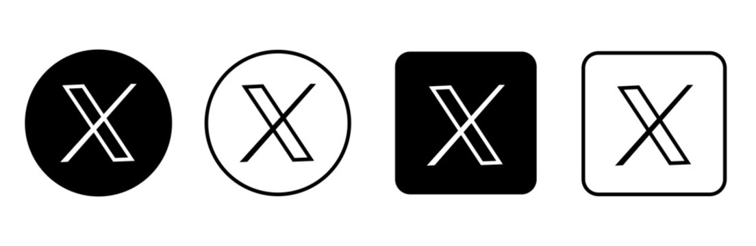 twitter X logo black solid and outline. X logo for web app website UI UX interface design vector illustration