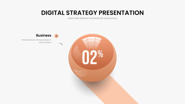 Digital Review One Step Diagram Slideshow Layout. Product Briefing 1 Option Chart Slide Template. Financial Strategy Frame Design Vector Illustration.
