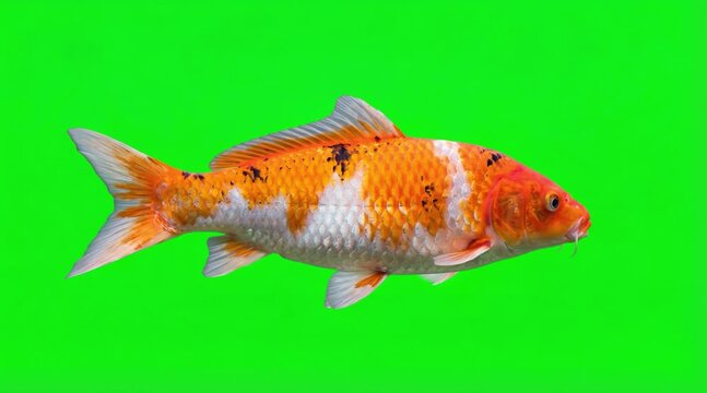 Fish Video of a Koi fish are swimming on the green screen background
