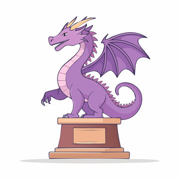 Purple Dragon Statue on Pedestal
