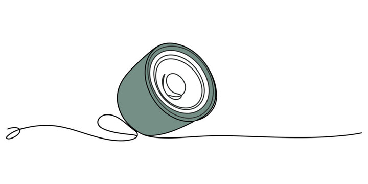 continuous one line drawing Spool of thread, green thread spool, vector sewing supply, thread roll