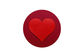 Obraz premium Red paper heart symbolizing love and passion, placed on a dark red circular background, with transparent background