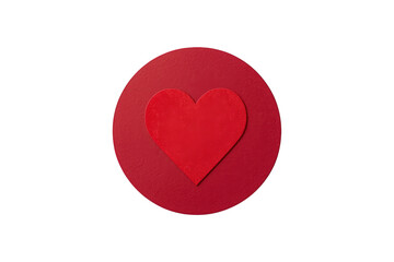Obraz premium Red heart shape on a matching red circle representing love, romance, passion, valentine's day, and affection