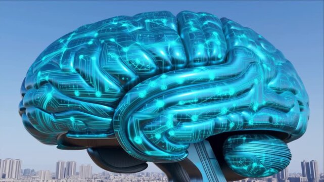 未来のグローバルネットワークインフラを象徴する超合金製脳型モノリスの巨大外装