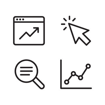 Minimalist Web Analytics Data Icon Set Vector