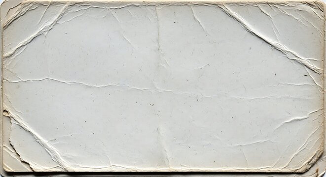 Top view of worn and folded white paper texture with visible creases and aged edges background paperwork distressed material wrinkled crumbled document abstract scratched stationery