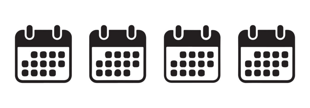 Monthly planner grid icons showing different day layouts for scheduling and time management.