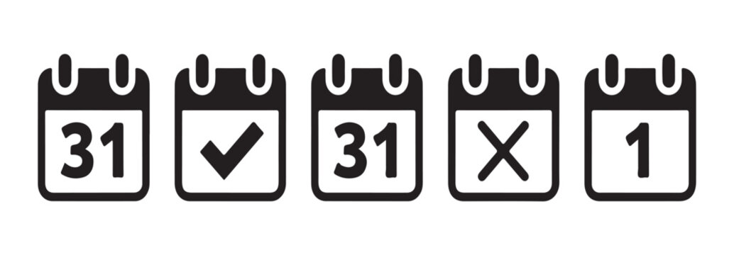Appointment status calendar icons with specific dates and marks for effective planning use.