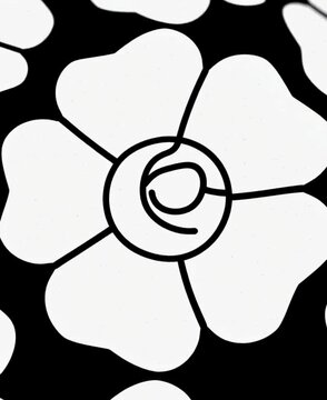 Seamless floral pattern with geometric flower shapes on black background