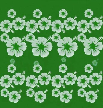 White flowers with green centers seamless pattern on dark background