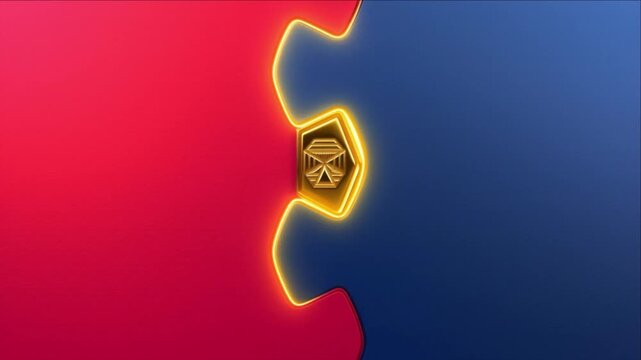 二つの境界を黄金のピースで繋ぐ外交的合意と和平の抽象的な構造体