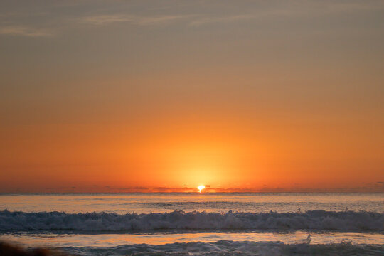Orange sky at sunrise in Cancun