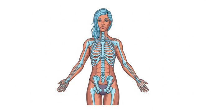 Human Anatomy Skeleton and Muscular System Display.