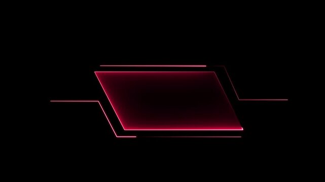 Futuristic neon HUD Head up display interface template with basic geometry line element. Universal Technology Line and frame Video overlay Neon futuristic HUD rectangle frame glowing animation.