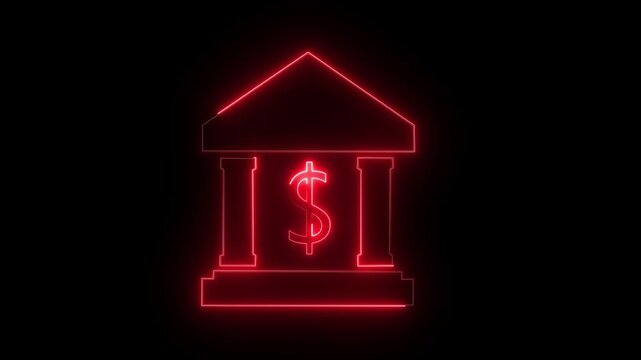 Neon line personal savings bank account money doodle concept with black background.4k animation motion graphic video